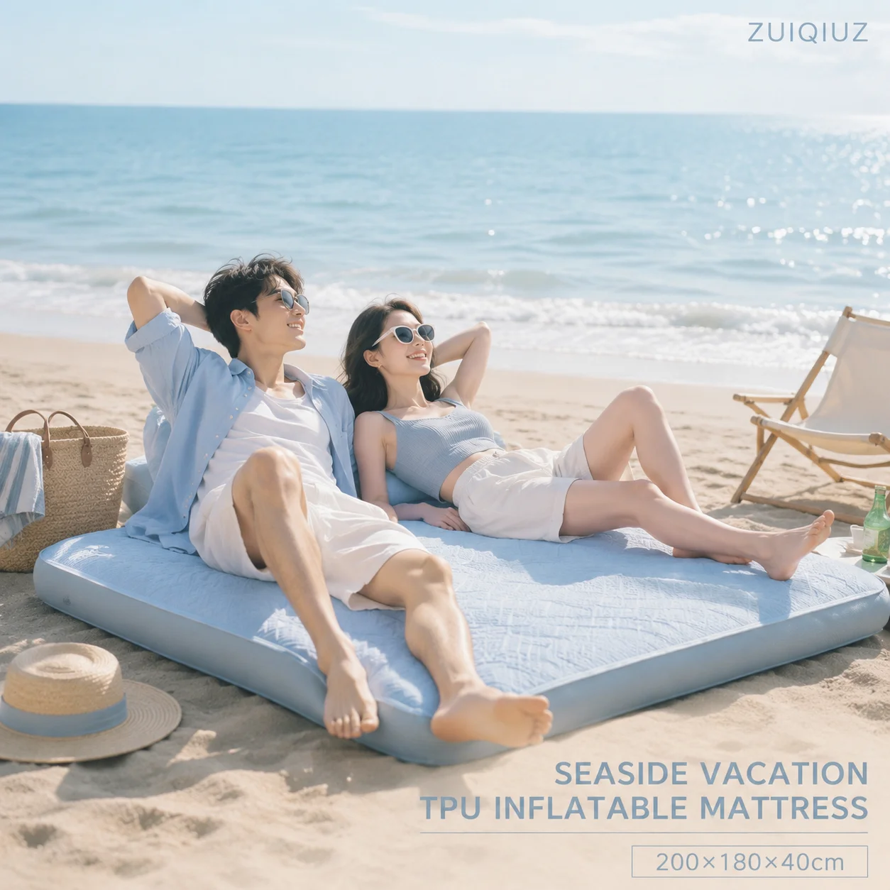 ZUIQIUZ TPU Outdoor Camping Comfortable Inflatable Bed Drop Stitch Air Bed Camping Glamping Waterproof Queen/Twin/King Size Mat