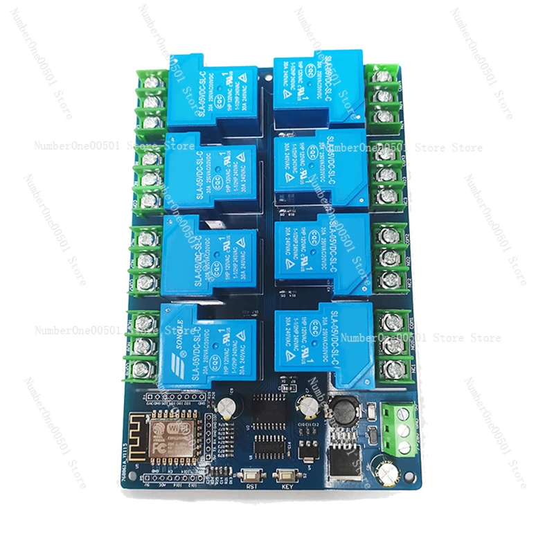 ESP-12F Development Board ESP8266 WiFi Eight-Way 30A Relay Module DC7-28/5V Power Supply