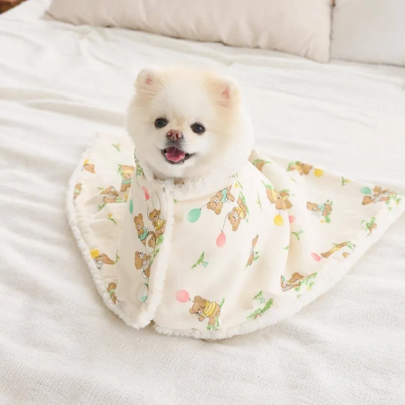 Fashion INS Winter Scarf Bear White Rabbit Blanket Warm Pet Dog Warm Mantle Cover Blanket Sleeping Coat Hoodie New Year Gifts