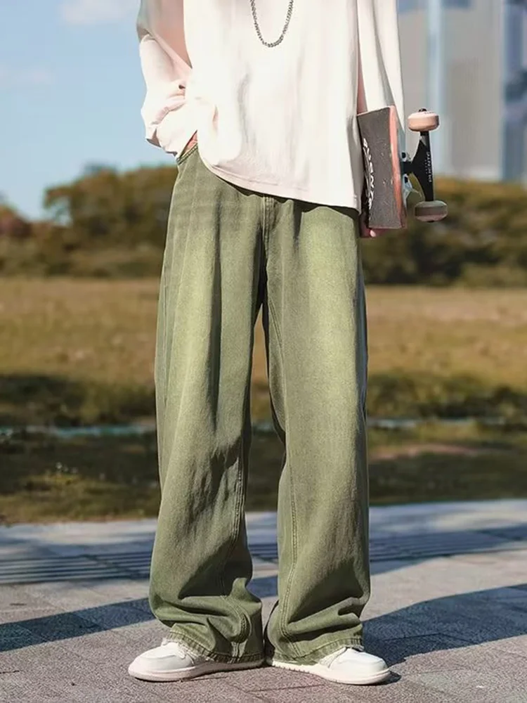 

Мужские джинсы в стиле ретро, свободные прямые брюки с широкими штанинами, весенние модные повседневные брюки, универсальные удобные джинсы свободного кроя