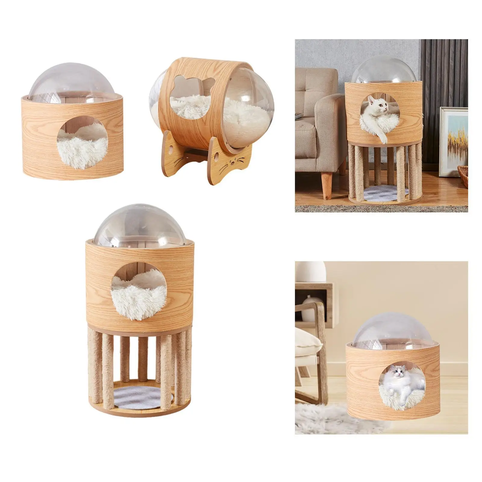 

Space Capsule Cat Bed Cat Supplies Breathable Stable Transparent Indoors Outdoors Cat Bed for Kitty Rabbits Kitten Cats Bunny