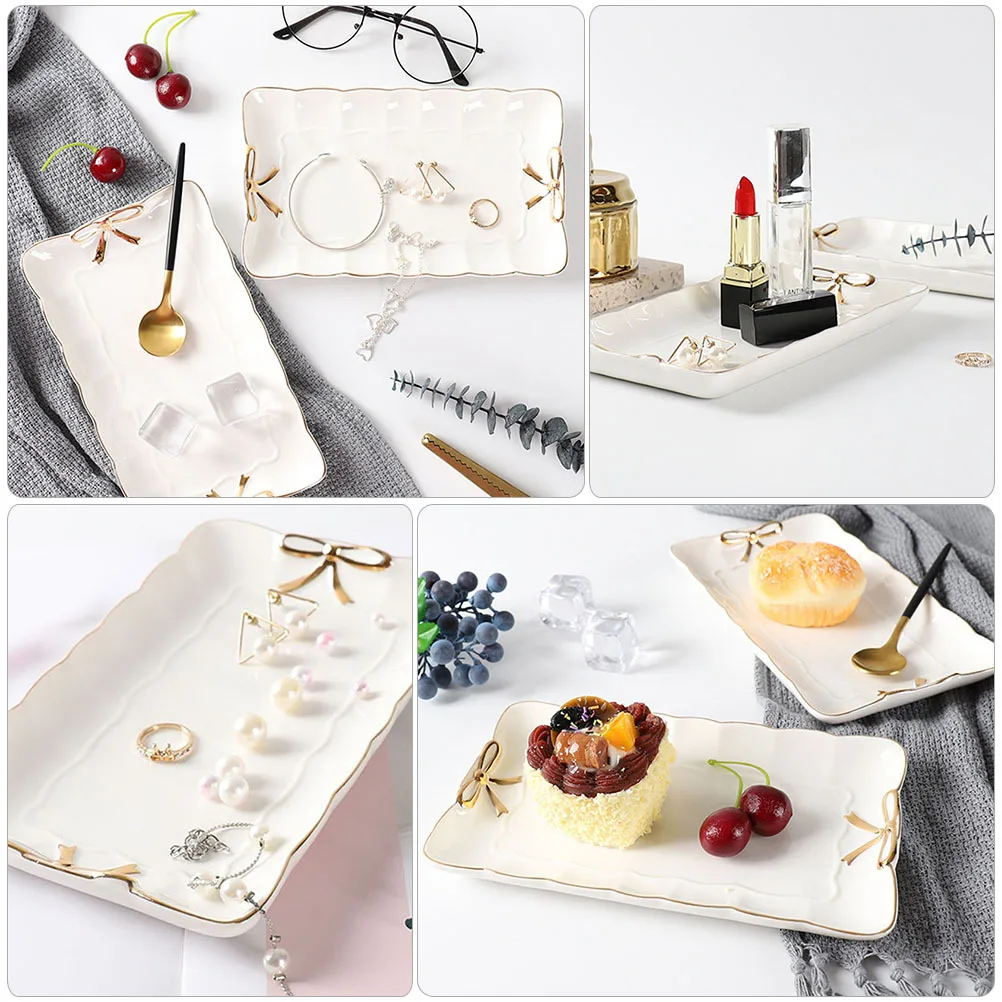 Керамические тарелки с элегантным дизайном, сервировочные подносы для десертов