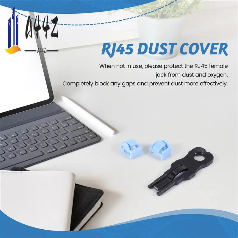 

A44Z-100 Pcs Blue RJ45 Port Ethernet LAN Hub Anti Dust Cover Plug Cap Blockout Protector With Proprietary Lock And Key