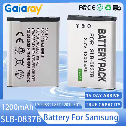 SLB-0837B Camera Battery 3.7v 1200mAh Rechargeable Battery for Samsung Digimax L70 L83T L85T L201 L301 NV8 NV10 NV15 NV20 SL201