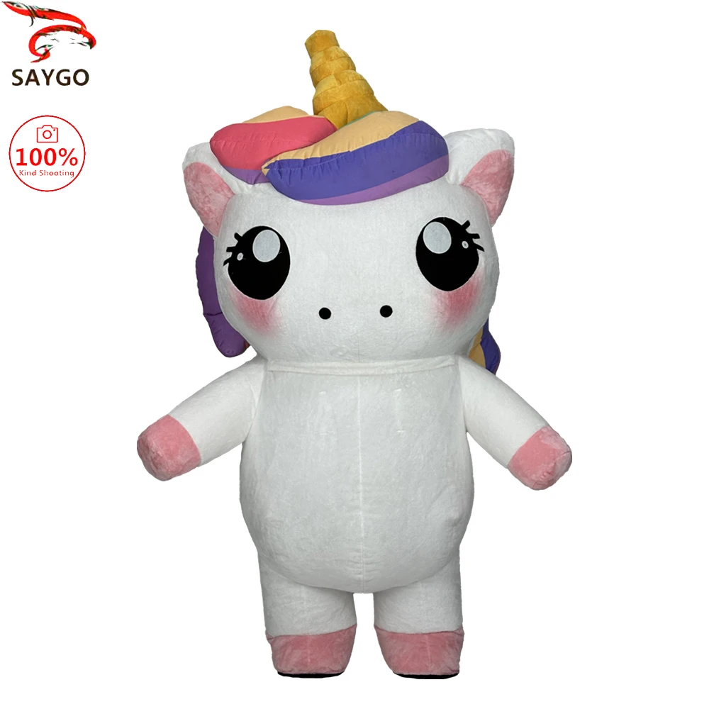 

SAYGO Cute Unicorn Inflatable Clothing Mascot Christmas Halloween Promotion Props Adult Characters Cosplay Costumes