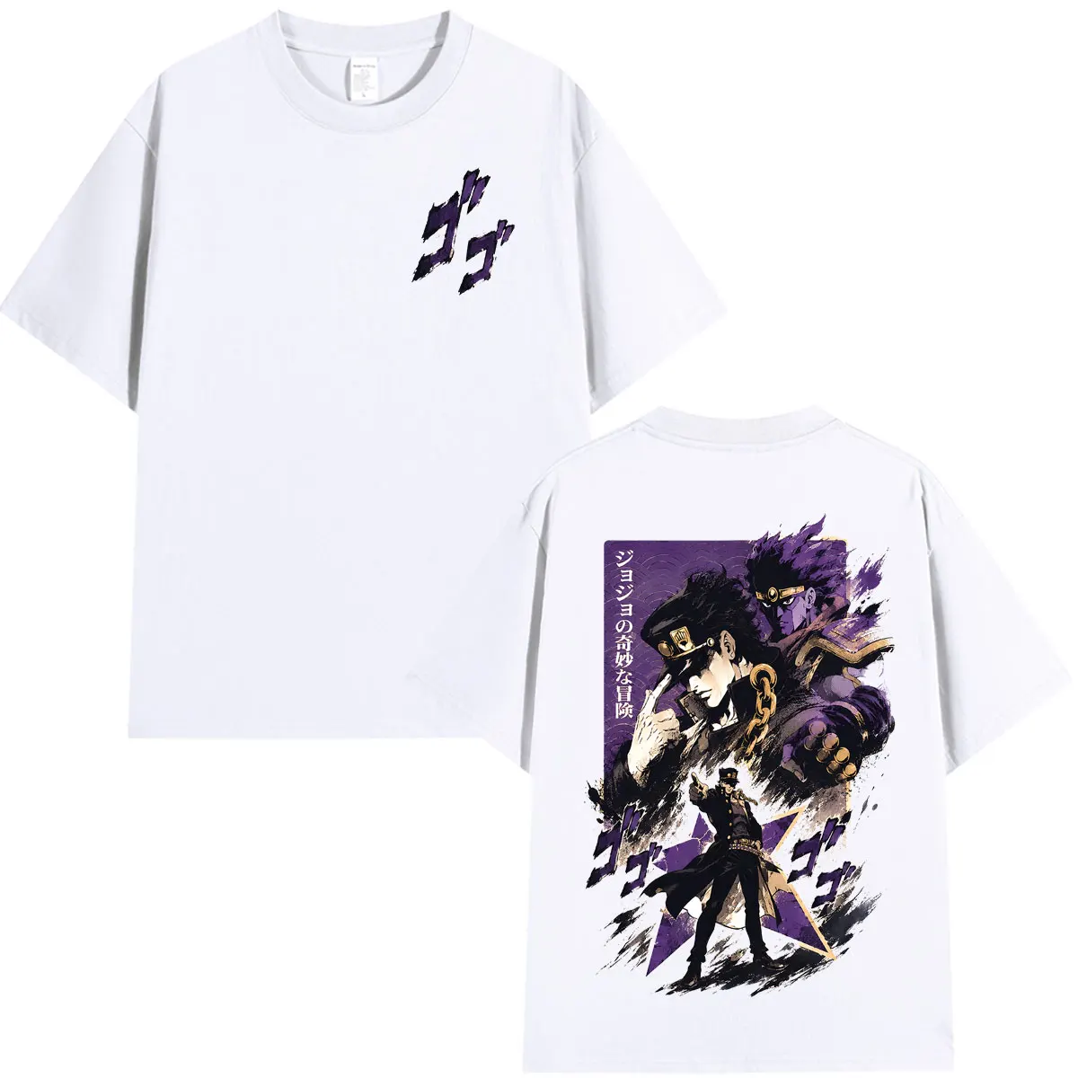 Anime JoJo Bizarre Adventure Kujo Jotaro T-Shirts für Männer und Frauen, Modische Baumwoll-Oversize-Kurzarm-T-Shirts, Streetwear – Detail 3