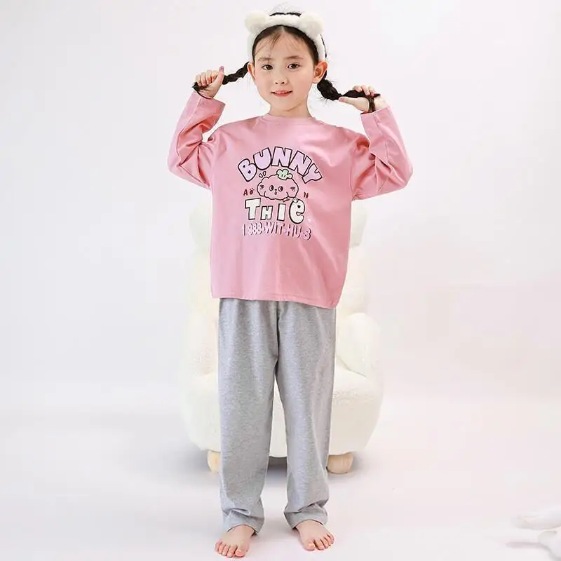 

Пижамы для девочек и мальчиков, зима-осень, детский милый корейский комплект одежды для сна с героями мультфильмов, одежда для дома, мягкий удобный четырехсезонный комплект пижам