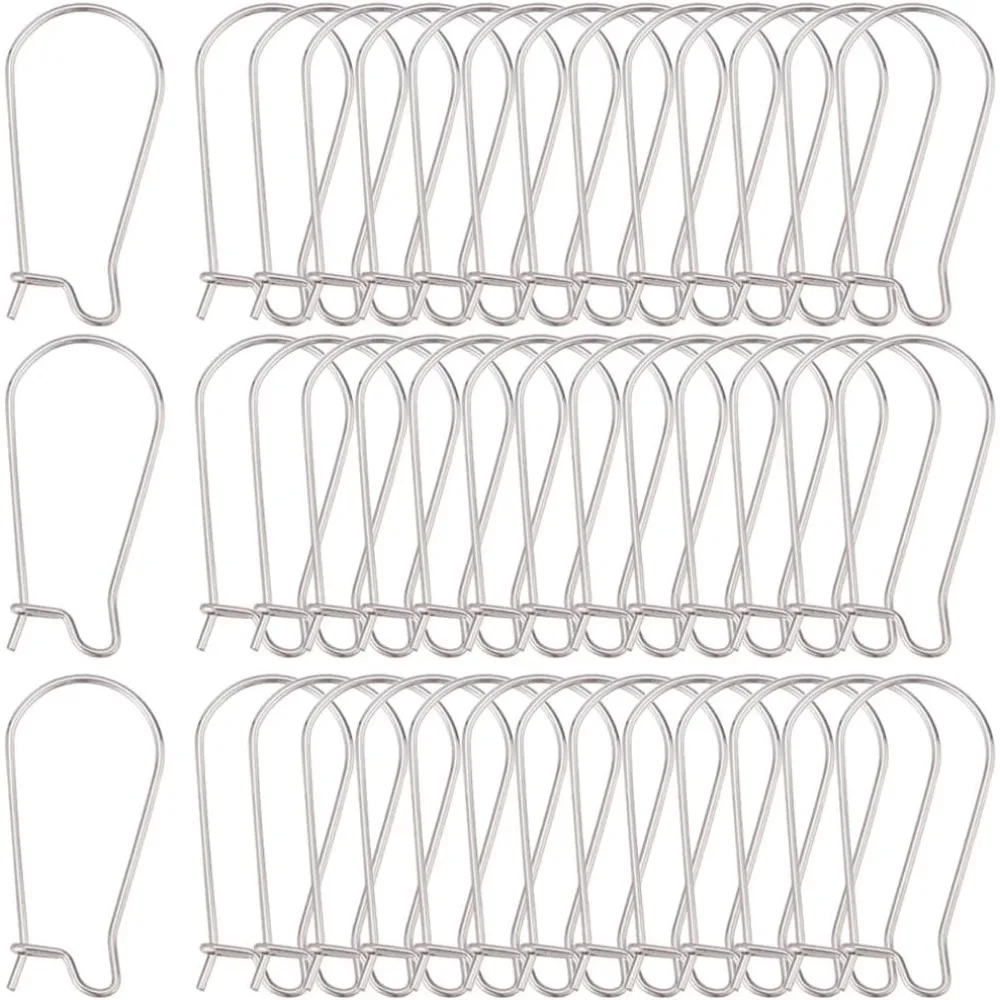 1 caja de 120 Uds. Ganchos para pendientes de alambre, cables para las orejas, gota de acero inoxidable, aros largos en forma de U, pendientes colgantes en forma de lágrima