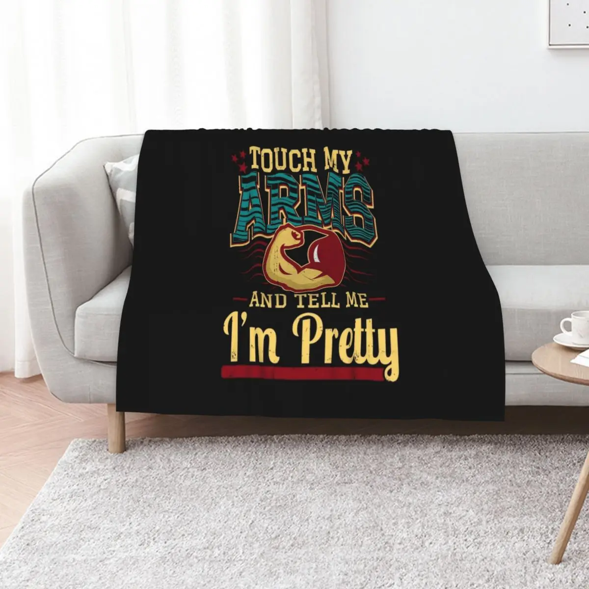 Touch My Arms And Tell Me I'm Pretty Muscle Man product Throw Blanket Retros Decoratives warm winter Personalized Gift Blankets