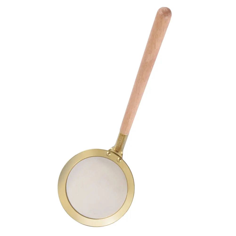 

Stainless Steel Mesh Skimmer Wooden Handle Fine Mesh Strainer Spoon for Hot Pot Ramen Cooking Oil Fat Skimmer Kitchen Tool