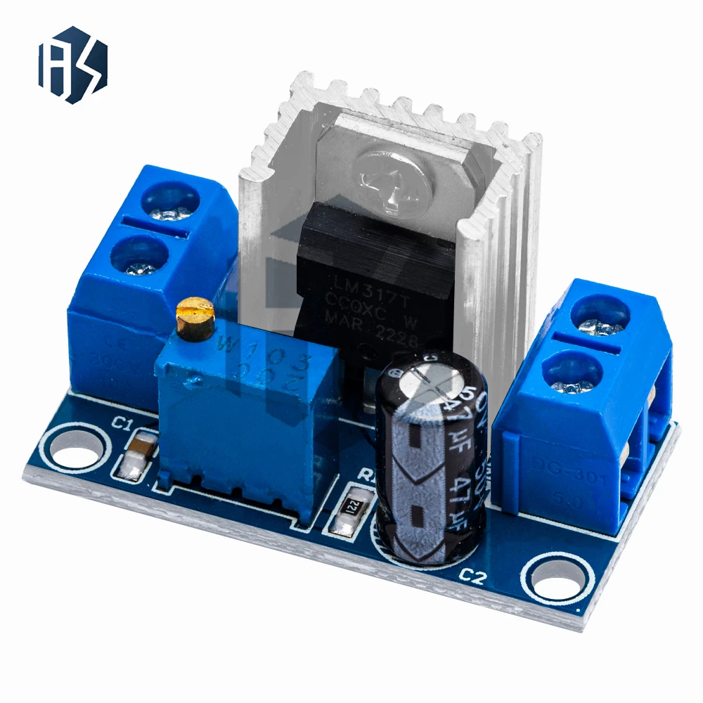 LM317 Adjustable Linear Voltage Regulator Module | 4.5-40V to 1.2-37V Output with Overcurrent/Short-Circuit Protection for DIY