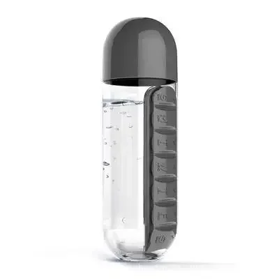 Portable plastic medicine bottle 2-in-1 outdoor capsule cup large-capacity creative medicine bottle