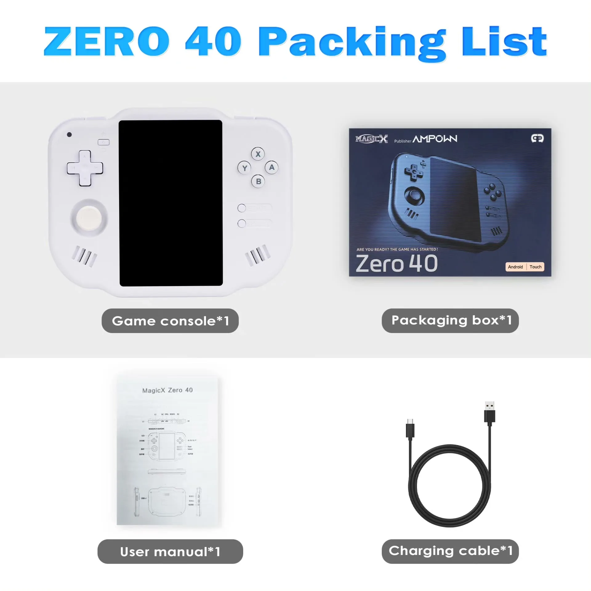 وحدة تحكم ألعاب ZERO 40 4 IPS شاشة متعددة اللمس A133P تدعم واي فاي بلوتوث نظام أندرويد محرك اهتزاز لألعاب NDS
