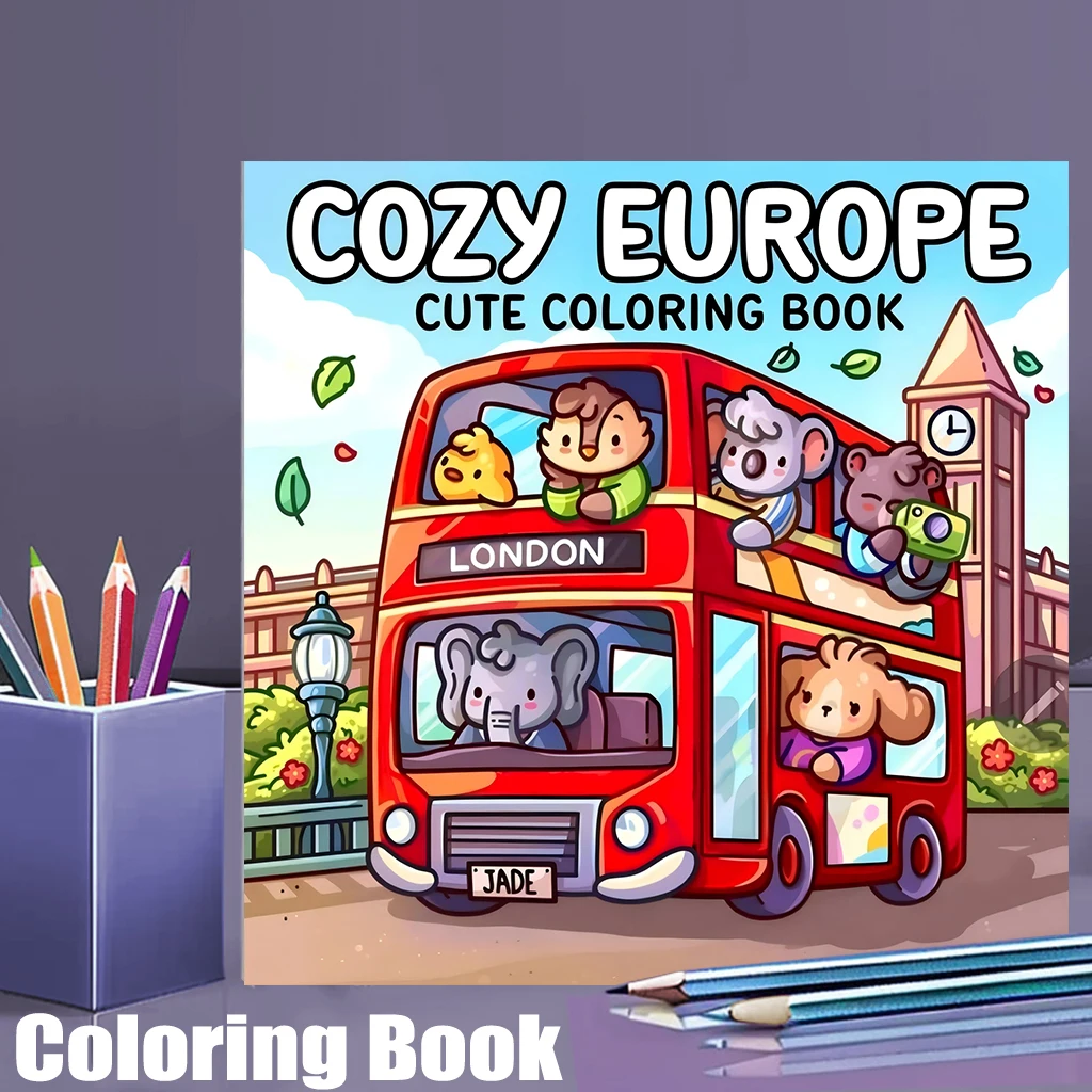Livre de coloriage Cutie Europe de 28 pages pour adulte | Livre de coloriage, fournitures de dessin pour Noël, Thanksgiving