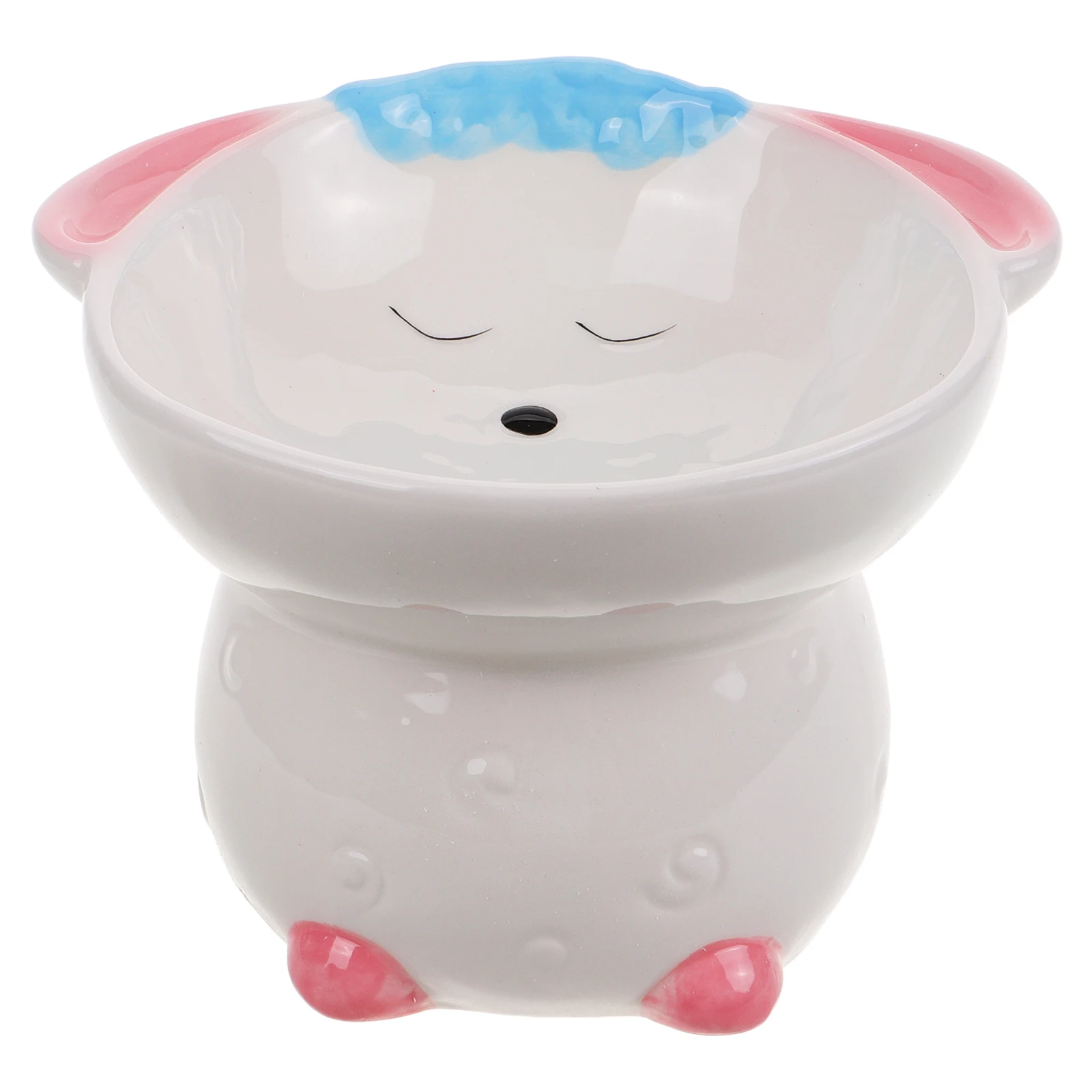

Ceramic Elevated Cat Food Raised Cat Bowl Cartoon Sheep Style Large Capacity Easy Clean Smooth Surface Pet Gift Kitten Puppy