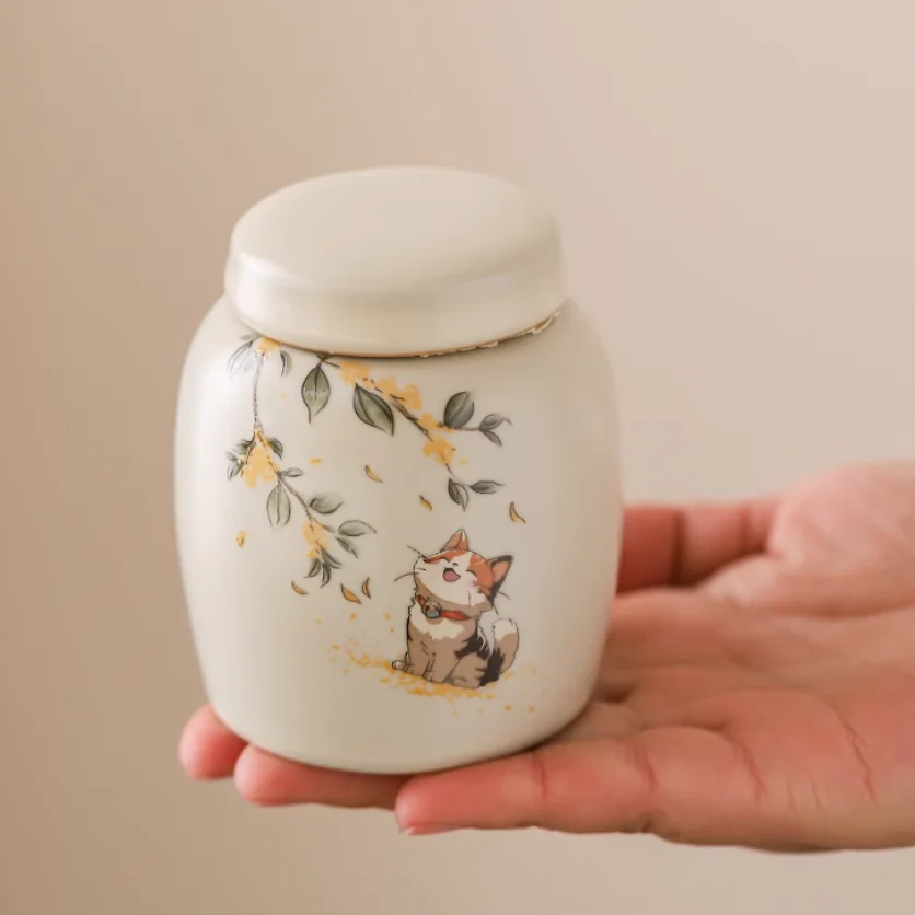 

7X8.5CM Ceramics Cremation Urns for Human Ashes Small Seal Pet Memorial High-quality Funeral Accessories