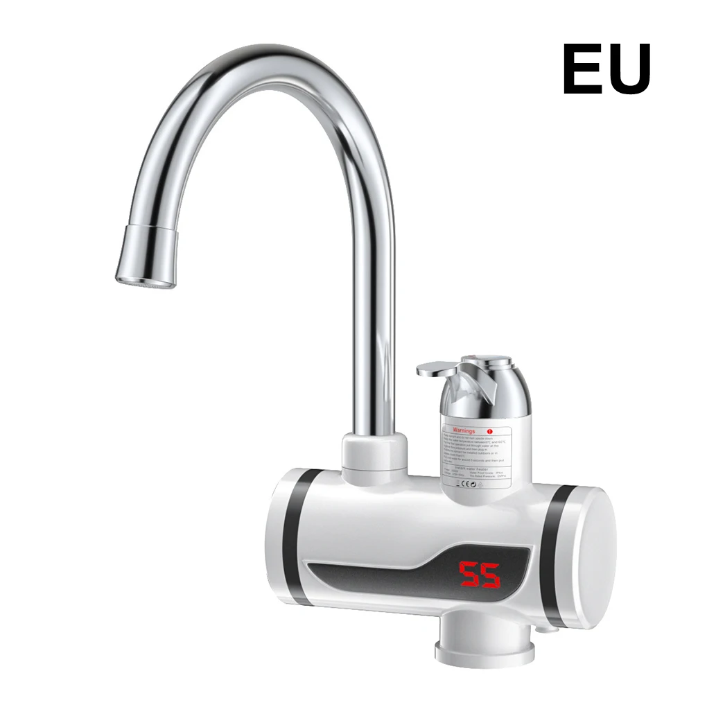 Electric Faucet LED Digital Display IPX4 Waterproof Tap Mixer Fast Heating Water Heater Sprayer Bottom Inlet US Plug