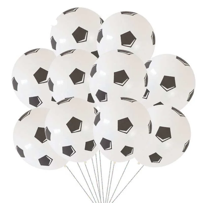 10pcs 12inch Football Balloons Soccer Helium Latex Balloon Black White Boy Birthday Party Decor Sports Meet Decorations Globos