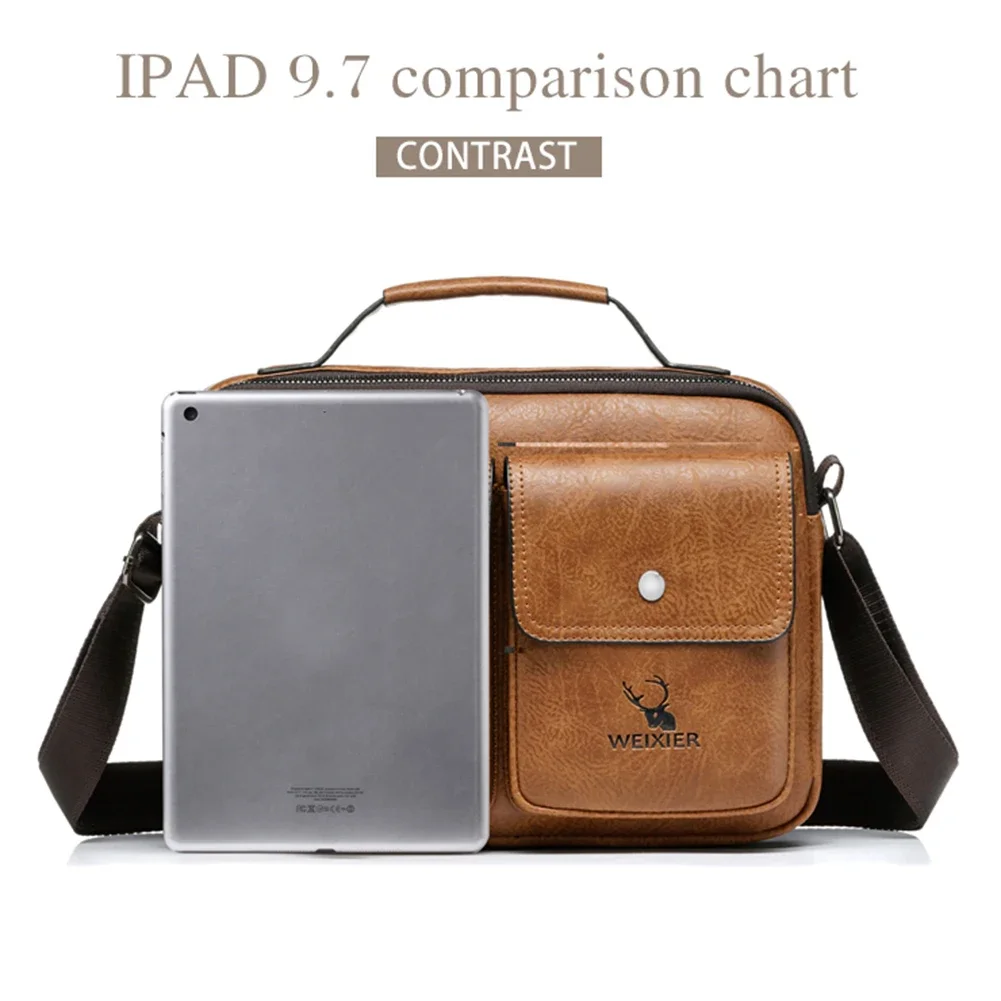 Luxury Designer Men\'s Shoulder Portable Leather Handbags Business Briefcase Multi Pockets Crossbody Bags Brand Quality Sling Bag