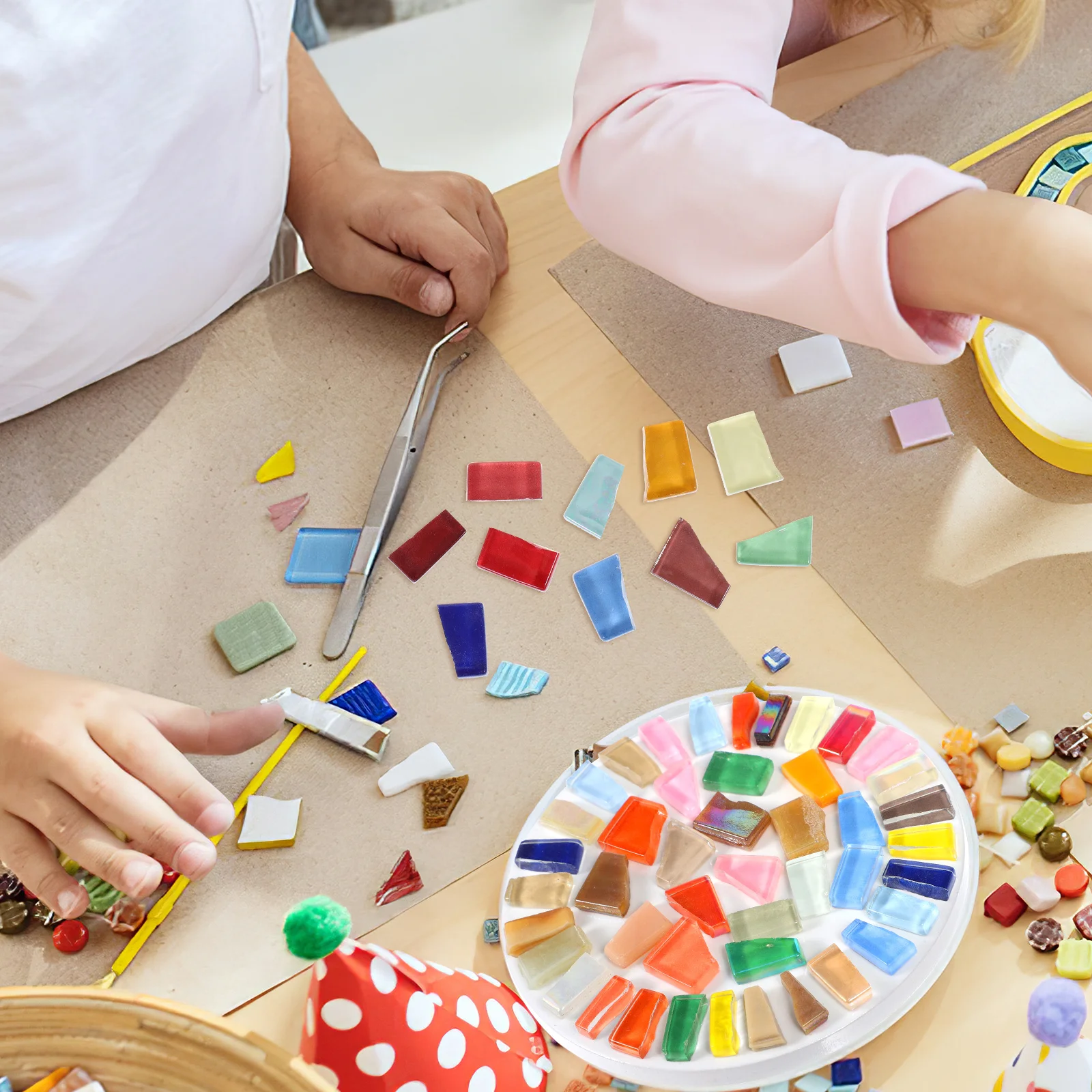 

1Pack Glass Tiles for Crafts Irregular Shapes Vibrant Colors Versatile Use in DIY Projects and Home Decor Tiles