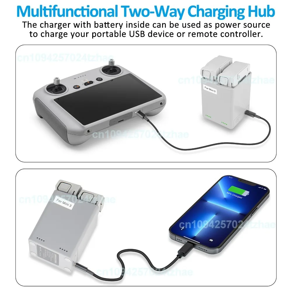 Drone Charger for DJI Mini 4 Pro Plus & Two-Way Charging Hub Charger Batteries for Mini 3 / 3 Pro UAV Battery Accessories