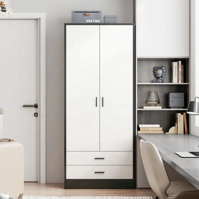 Wardrobe modern household bedroom small apartment simple solid wood wardrobe rental room with small storage cabinet