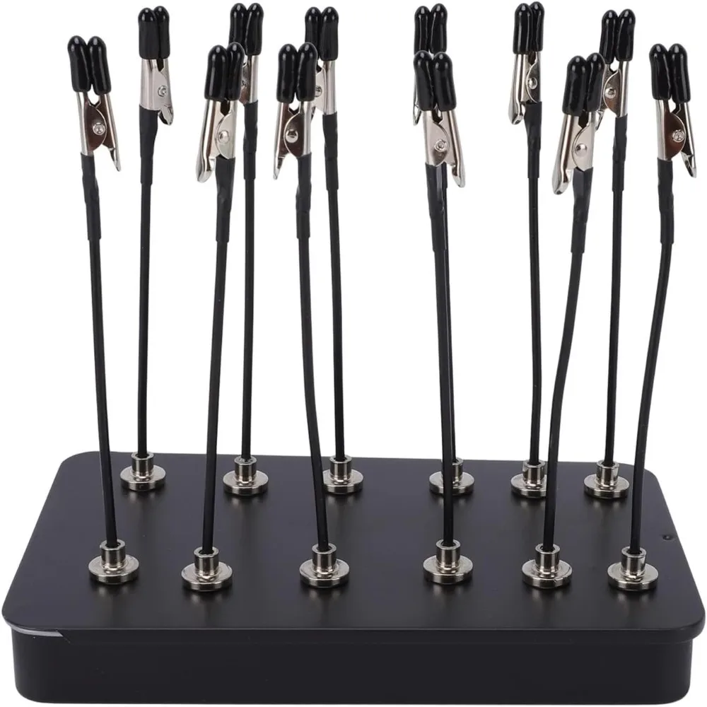 12pcs Flexible Clips Helping Hands Magnetic Bendable Steel Box Soldering Station 0.47in Opening PCB Holder For Model Painting