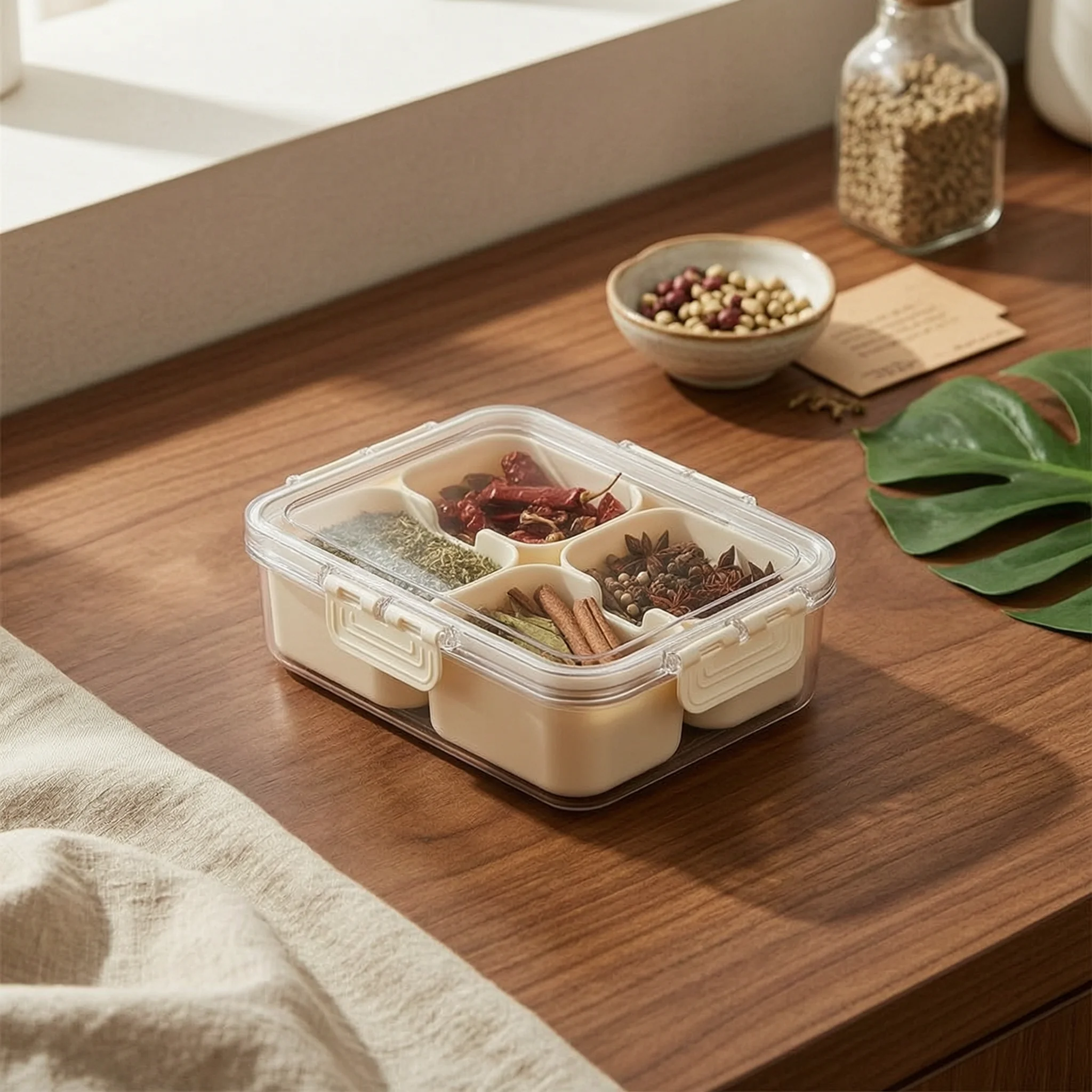 

8-Compartment Food Storage Container Transparent Body Divided Salad Container with Lid Multi-Compartment Produce Saver Airtight
