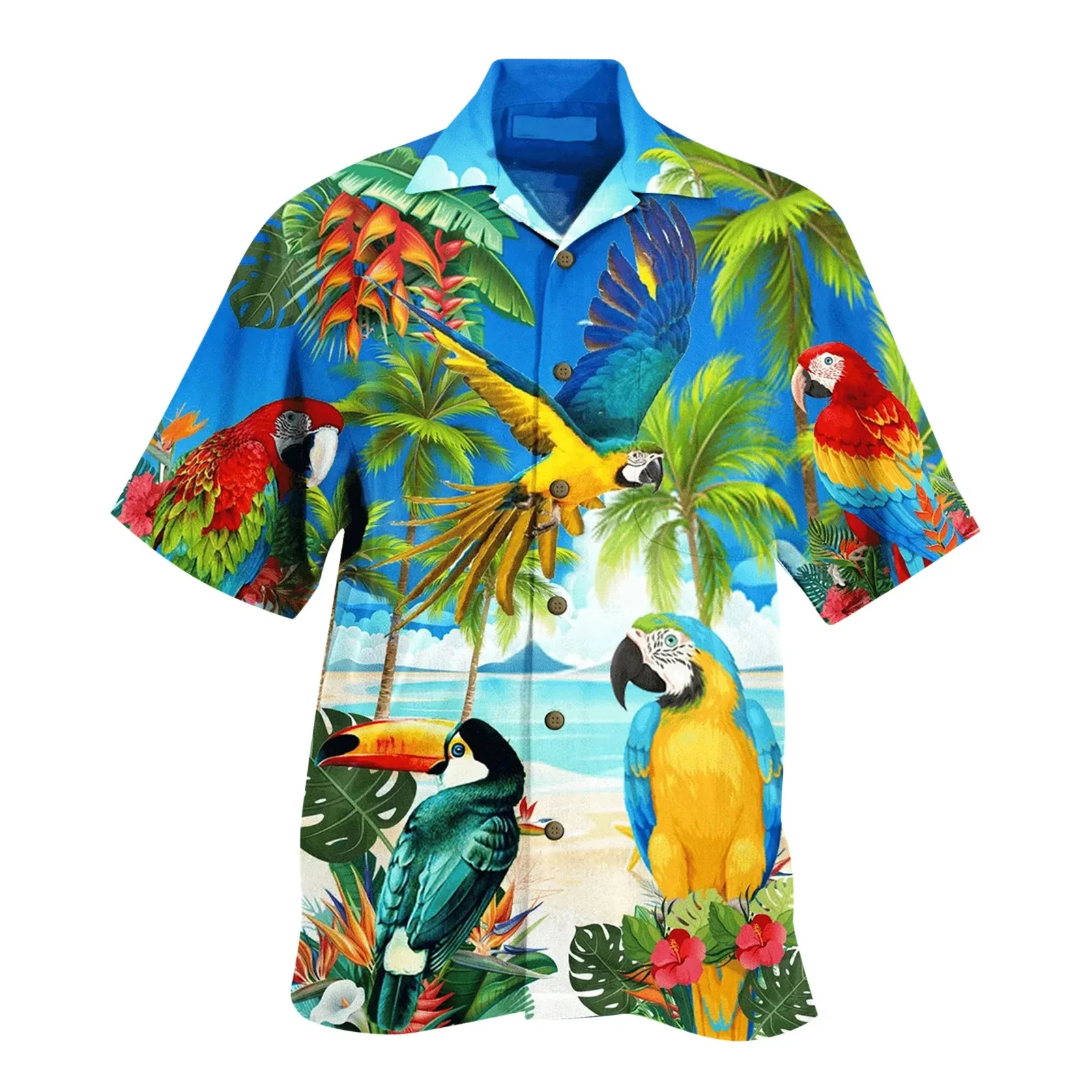 New Summer Shirts Men\'s Oversized Beach Men\'s Shirt Short Sleeve Coconut Tree Print Fashion Hawaiian tops Men\'s Clothing