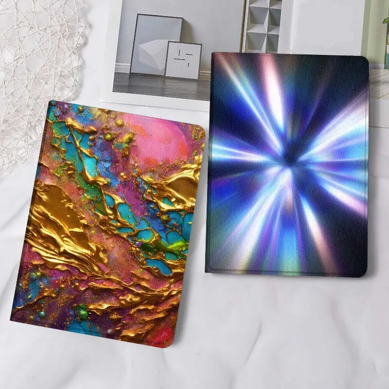 Golden Colorful Abstract Art Tablet Case For Apple iPad Air Pro mini 1 2 3 4 5 6 7 8 9 11 M2 M3 M5 M4 5th 6th 7th 10th 11th Gift