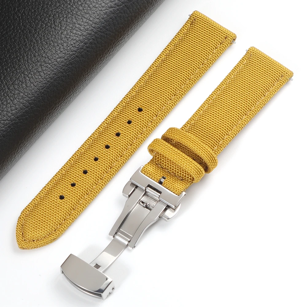 Quick Release Nylon Zeildoek Horlogeband 18mm 19mm 20mm 21mm 22mm 24mm vlinder Gesp Band Voor Omega Voor Seiko Horlogeband