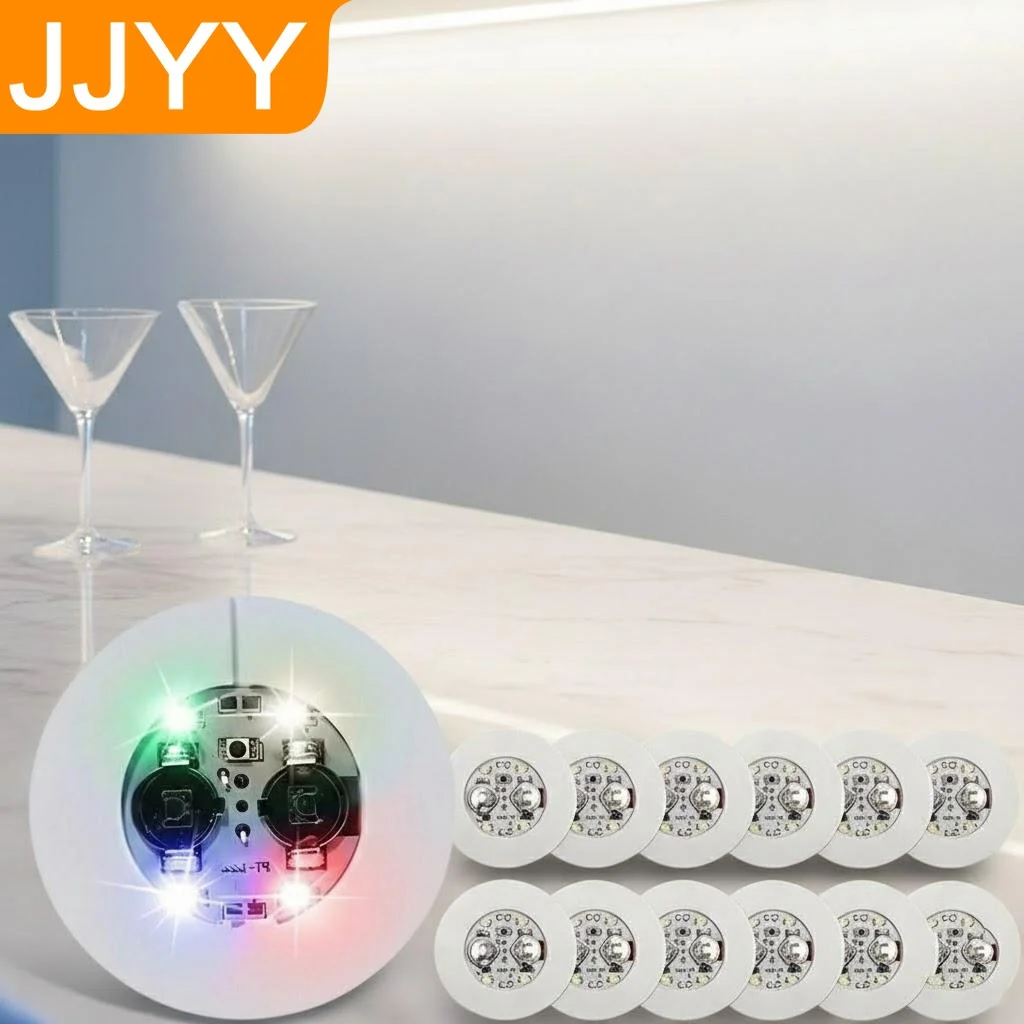 LED Light Up Coasters Set for Bar Liquor Bottle Drinks Luminous Cup Mats for Party Club Wedding Home Kitchen Barware Accessories