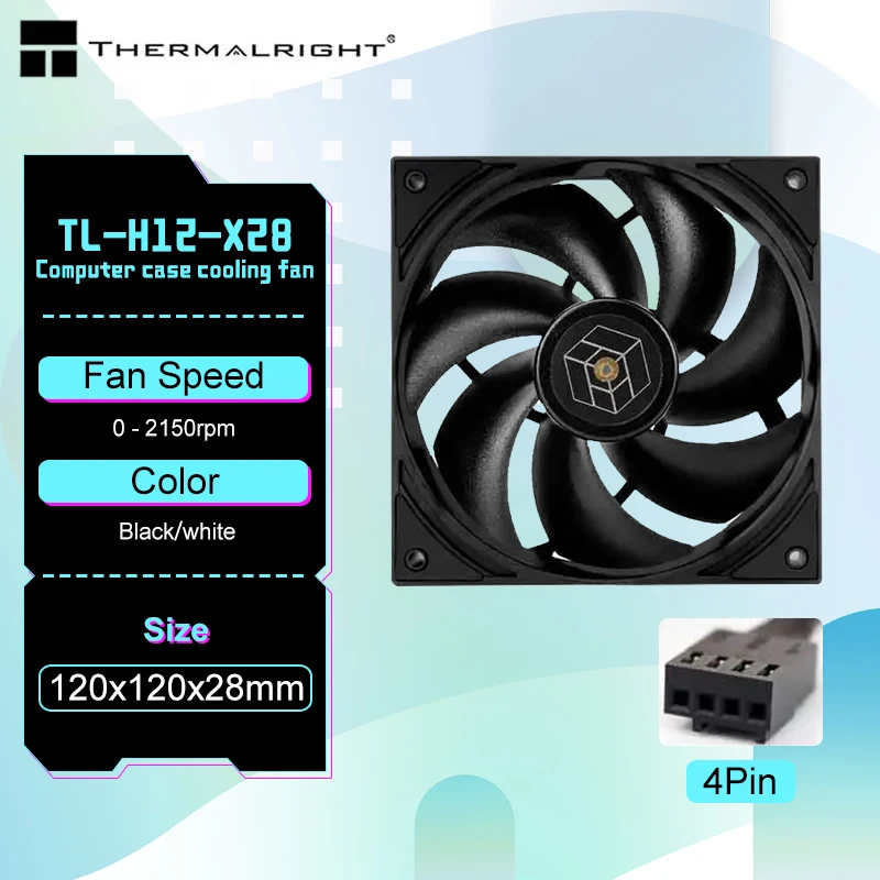 Thermalright TL-H12-X28 PC Cooling Fan,120x120x28mm/ 28mm Thickness,High Performance Case Cooling Fan