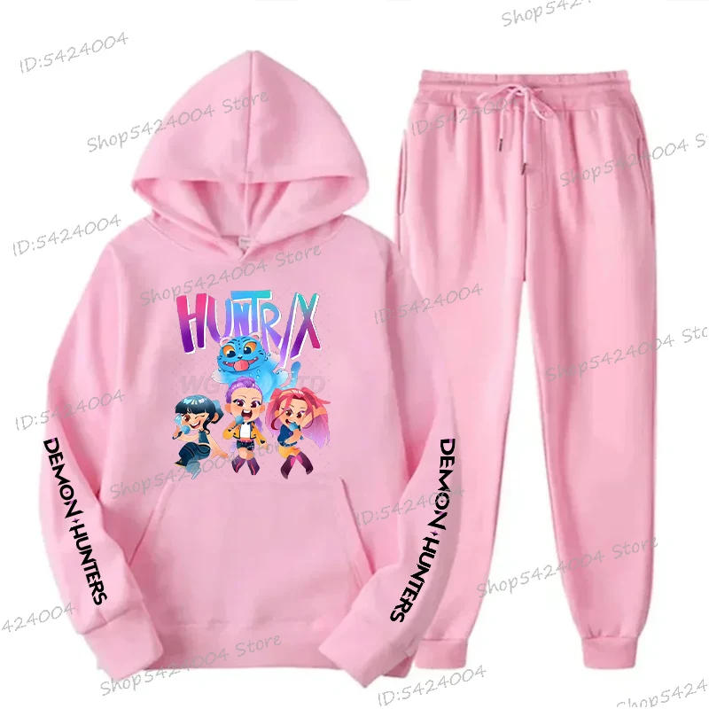 

Women Men Hoody Tracksuit Sports 2 Pc Set KPop Demon Hunters Anime Hoodies Pants Suit Casual KPop Demon Hunters Trousers Outfits