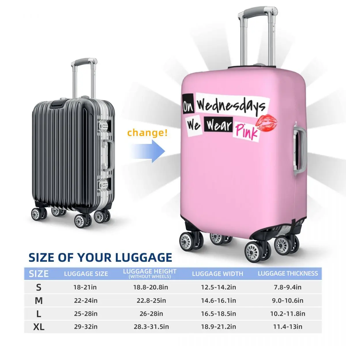 Mean Girls Suitcase Cover On Wednesdays We Wear Pink Cruise Trip Holiday Useful Luggage Accesories Protection