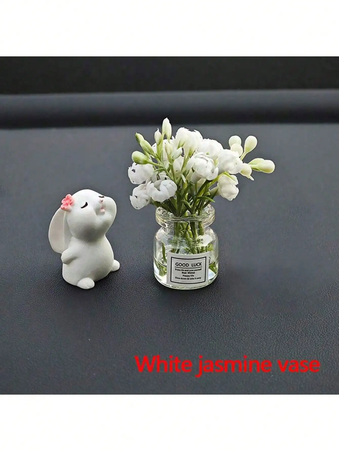 2pcs Cute Rabbit Ornament Flower Vase Decor For Car Interior image 3