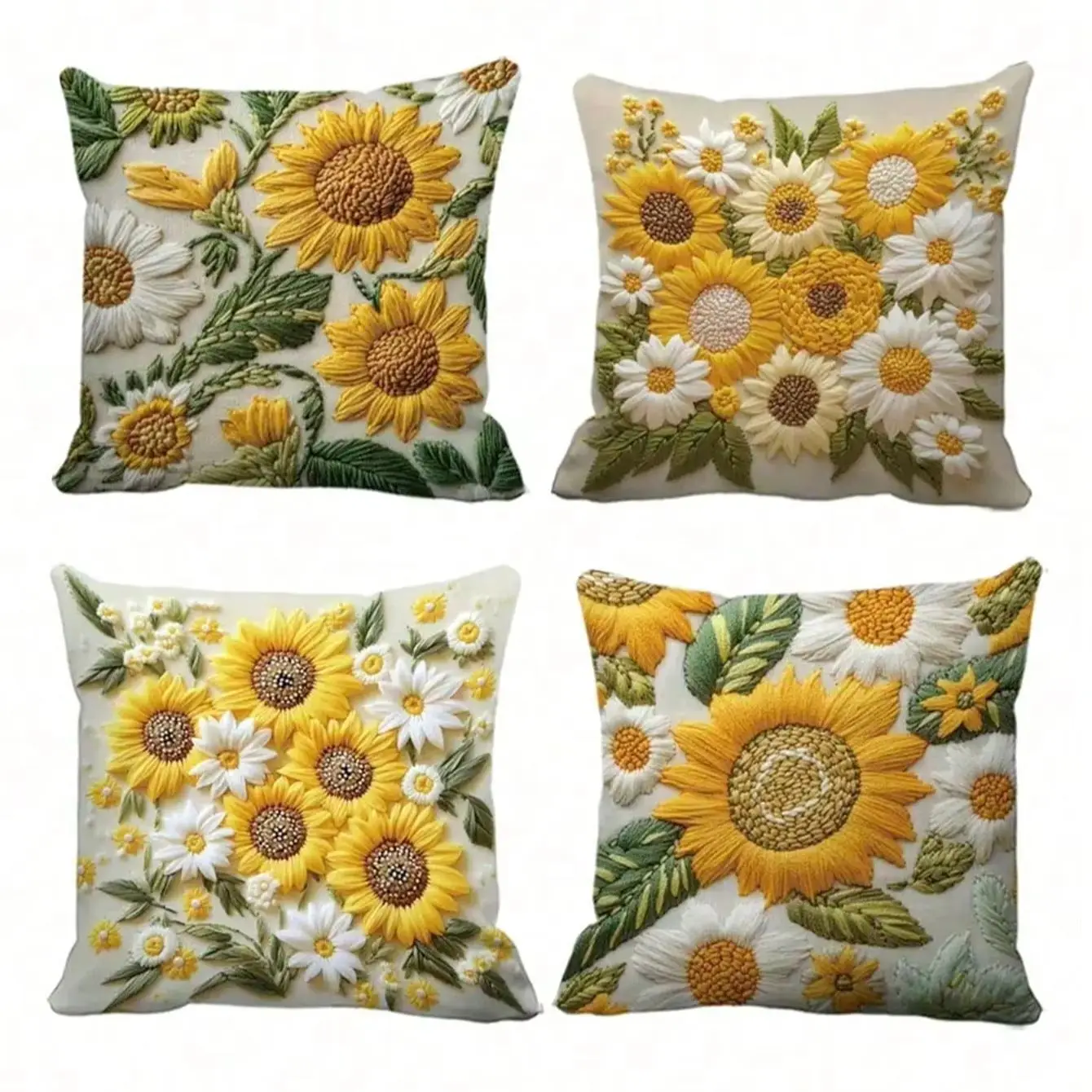 1 housse de coussin style tournesol, impression 2D double face en polyester, effet floral et marguerite, décoration naturelle pour la maison et la voiture, cadeau