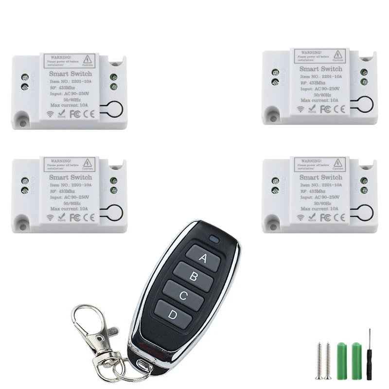 433Mhz Universal Smart Wireless Remote Control Switch AC 220V 1CH Receiver Corridor Room Home Led Light Lamp Switch