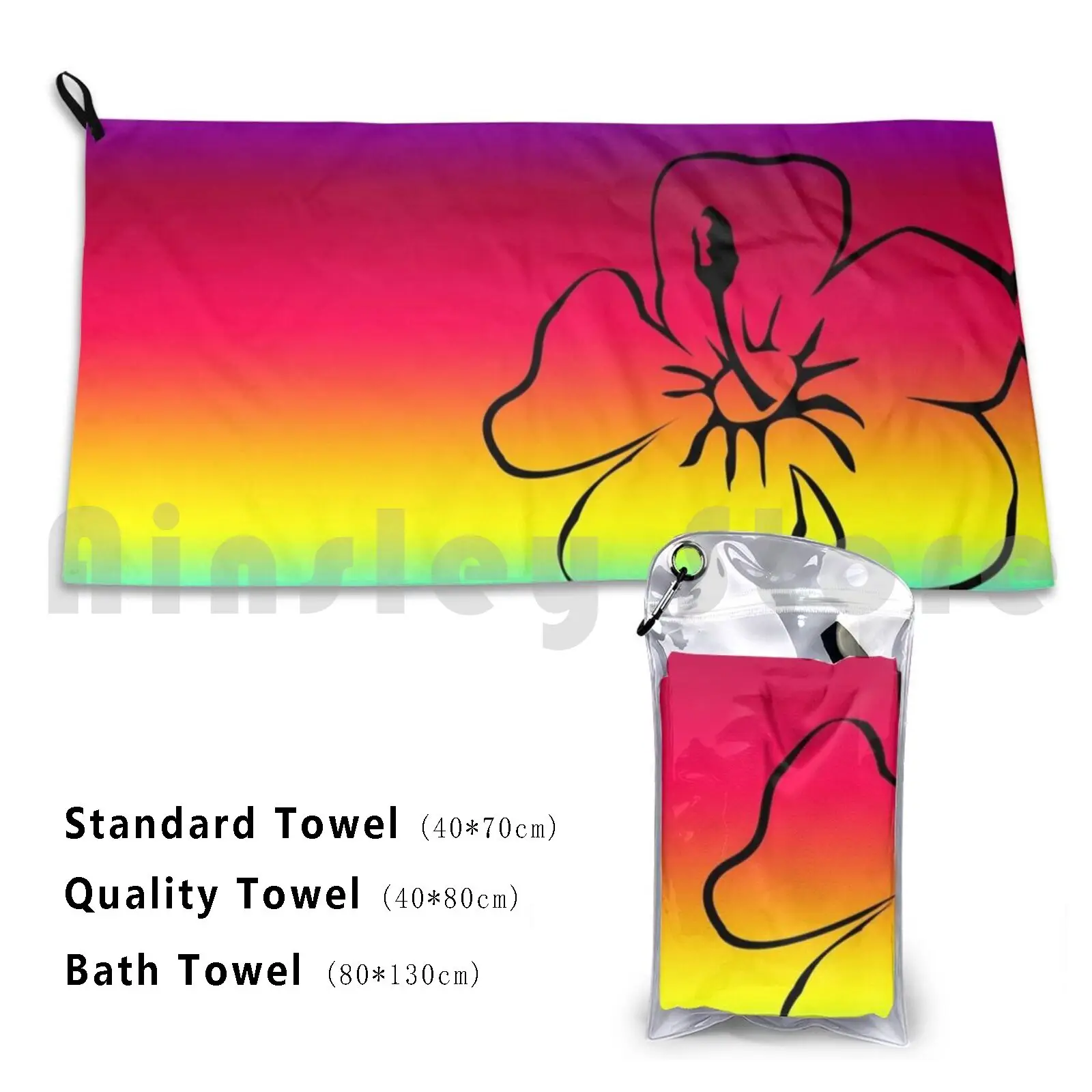 Tropical Sunset Hibiscus Flower Custom Towel Bath Towel Tropical Sunset Hibiscus Flower Tropical