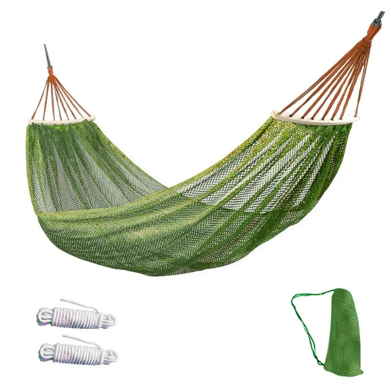 

Ice Silk Mesh Hammock Outdoor Swing Curved Rod Anti Rollover Stable Sturdy Good Load Bearing for Camping Travel