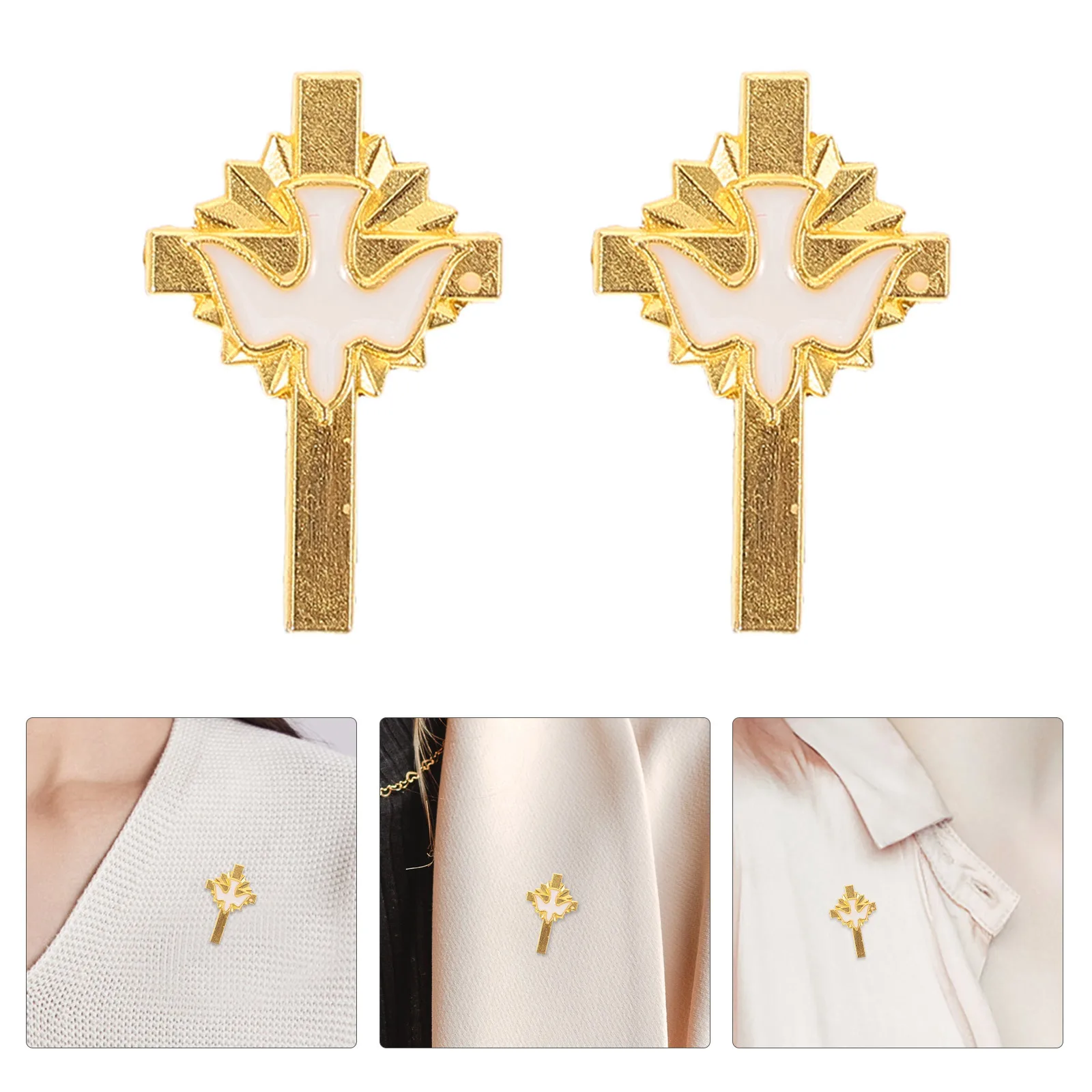 

12Pcs Dove Cross Brooch Set Elegant Religious Pins for Backpack Hat Coat Vintage Inspirational Accessories Dove Brooch