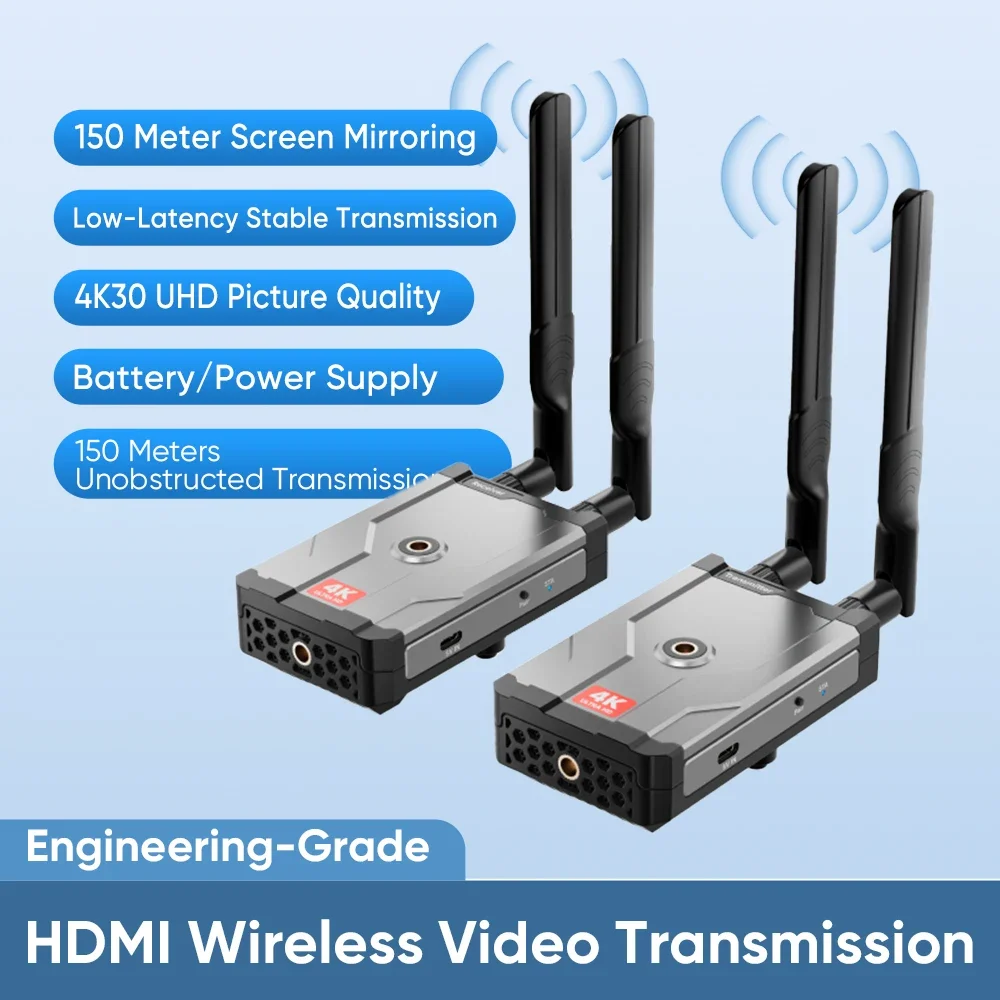 Wireless HDMI Transmitter - Receiver a 4K 492FT 5G Video Transmission Extender Kit for Laptop/Netflix to TV/Projector 4TX to 1RX