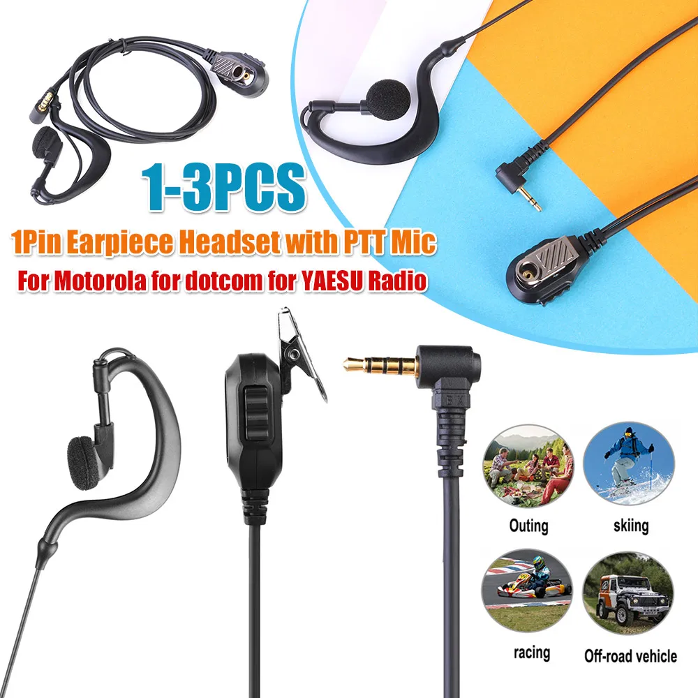 

1-контактная гарнитура для рации с микрофоном PTT, многофункциональная гарнитура для рации, совместимая с Motorola, ICOM, YAESU.