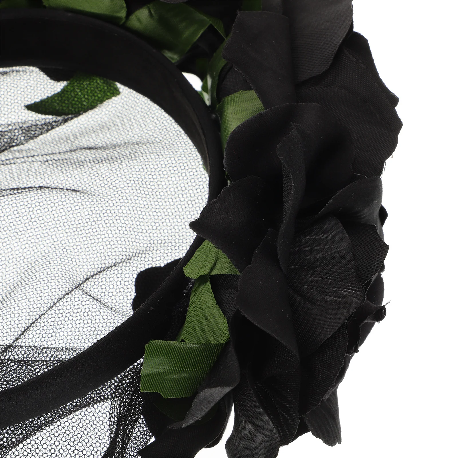 

OSALADI Floral Headpiece with Veil Halloween Day of the Dead Wedding Accessory for Festival Carnival Party Black Pattern