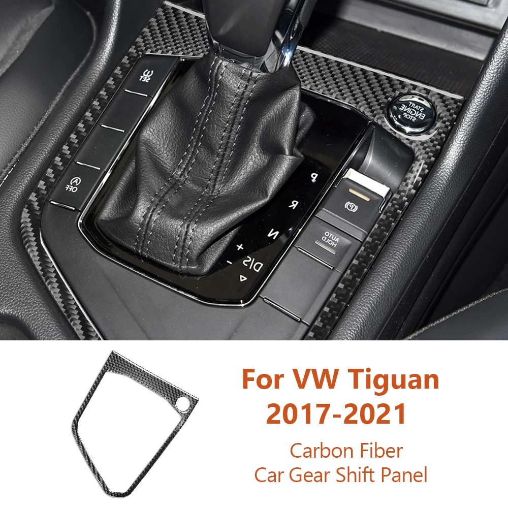 For Volkswagen VW Tiguan 2017-2021 Carbon Fiber Car Central Gearshift Panel Frame Decorative Stickers Auto Interior Accesorios