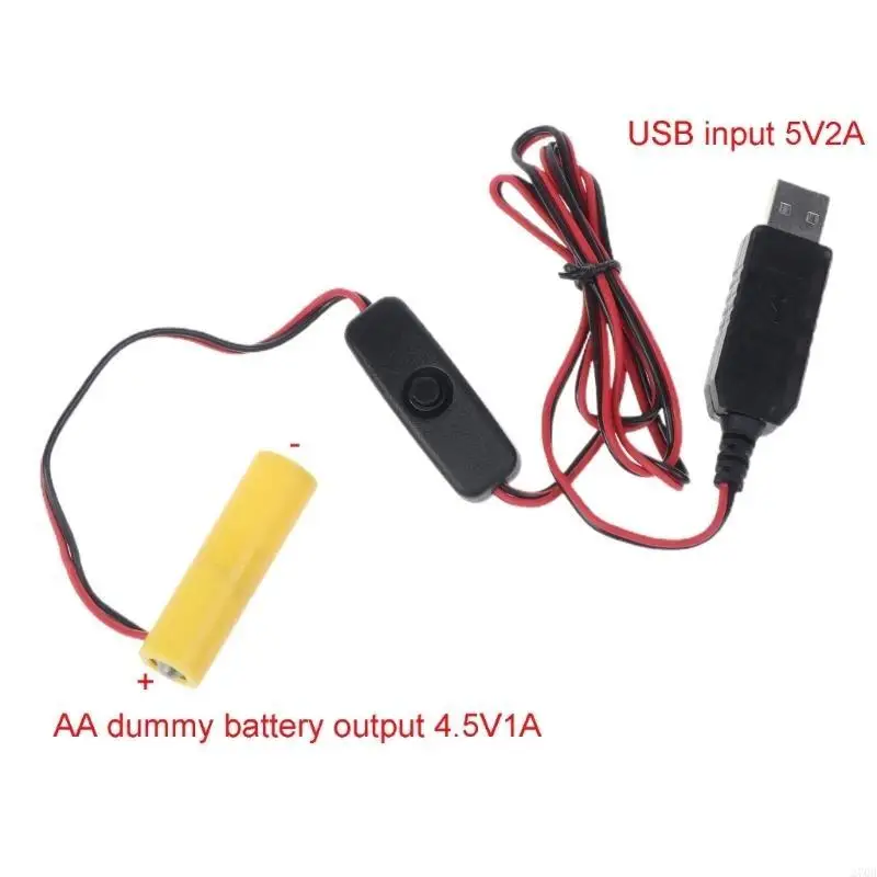 Battery Eliminators Cable with on off Switches USB Interfaces Power Supply Cord to Replace for 3x 1.5V AA LR6 Batteries
