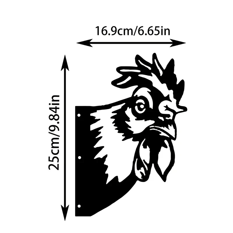 Farm Peeping Chicken Animal Head Shape Iron Silhouette, Outdoor Garden Fence Cattle And Animal Breeding Farm Indoor And Out 1pc
