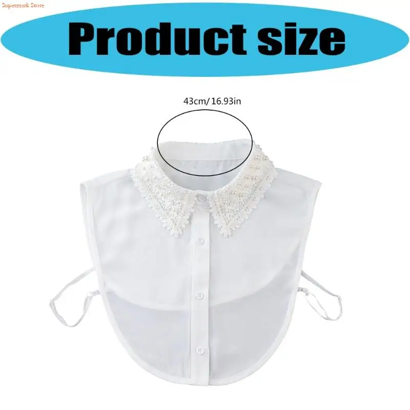 Q5WE エレガントなレースビーズの取り外し可能な首輪、服装を強化するための女性のネックアクセサリー