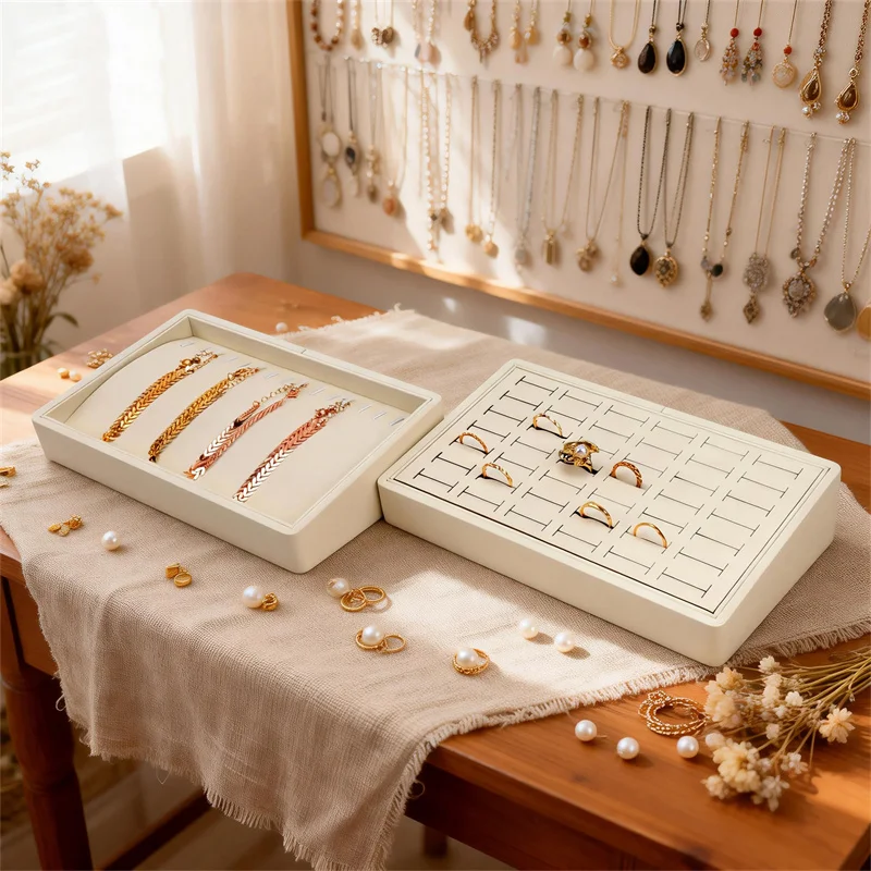 

High-end Velvet Jewelry Storage Display Tray Sloping Sides Suitable Storing Displaying Ring Necklace Pendant Bracelet Earring