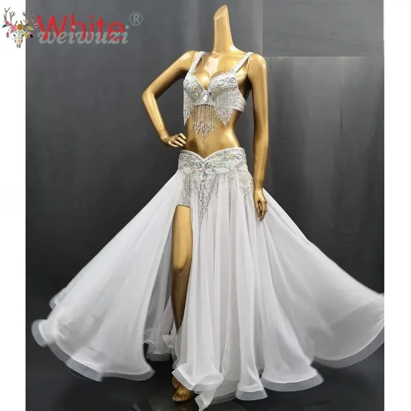 Belly Dancing Costume for Women Sequin Bead String Set Adult Oriental Dance Professional Performance Costumes 34/36/38 B/C/D/DD